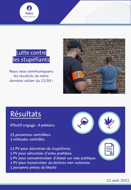 Lutte contre les stupéfiants : résultats de l'action du 22/08/2023