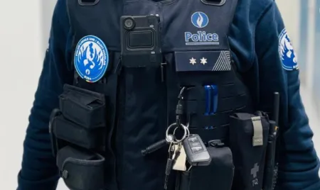 policier en uniforme avec bodycam