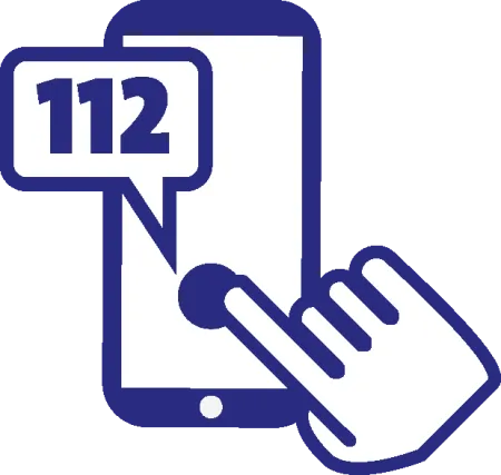 Un téléphone affichant le n° d'urgence 112