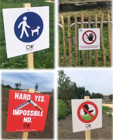 premiers pictos du parc de la Lys à Comines