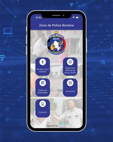 Aperçu de la page de démarrage de l'application. 