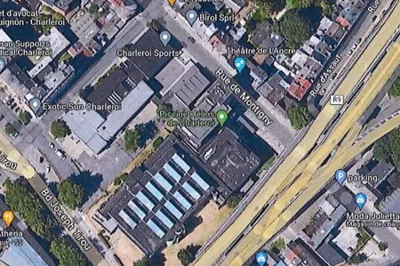 map du quartier de la piscine Helios à Charleroi