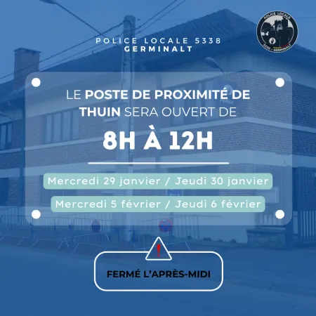 Fermeture l'après-midi poste de thuin