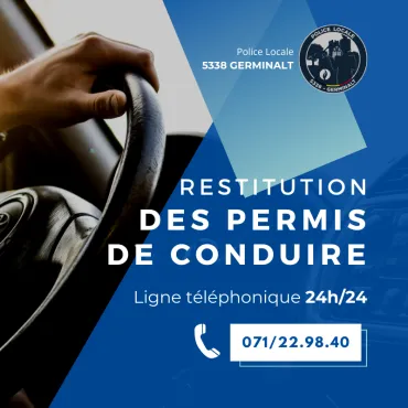 Restitution des permis de conduire numéro d'appel 071 22 98 40