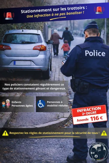 Policier verbalisant un mauvais stationnement