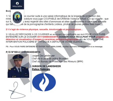 mail frauduleux au nom du Chef de corps