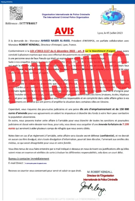 example phishing interpol