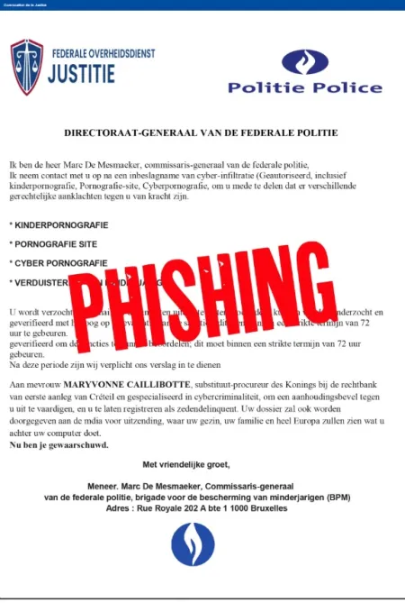 Example phishing FPS Justice