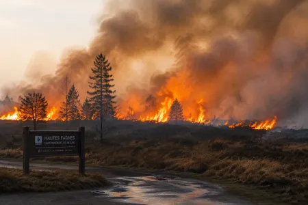 incendie dans les Hautes Fagnes - Forest fire in the Ardennes